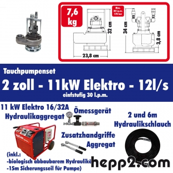 Set inkl. Tauchpumpe 2 zoll inkl. 11 kW Elektro -16/32A - 30 lpm(Pumpleistung ca.:12l/s) (H0403-Paket-SW2NPT-11 kW Elektro - 30 lpm)-TOP