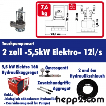 Set inkl. Tauchpumpe 2 zoll inkl. 5,5 kW Elektro -16A(Pumpleistung ca.:12l/s) (H0403-Paket-SW2NPT-5,5 kW Elektro)-TOP