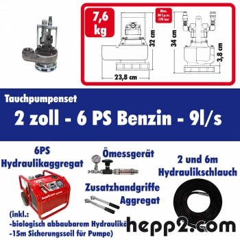 Set inkl. Tauchpumpe 2 zoll inkl. 6 PS Honda(Pumpleistung ca.:9l/s) (H0403-Paket-SW2NPT-6 PS Honda)-TOP
