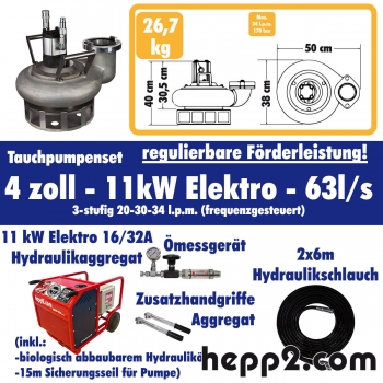 Set inkl. Tauchpumpe 4 zoll inkl. 11 kW Elektro - 16/32A - 20-30-34 lpm(Pumpleistung ca.:63l/s) (H0403-Paket-SW4NPT-11 kW Elektro - 20-30-34)-TOP