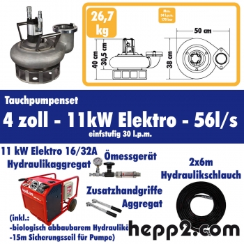 Set inkl. Tauchpumpe 4 zoll inkl. 11 kW Elektro -16/32A - 30 lpm(Pumpleistung ca.:56l/s) (H0403-Paket-SW4NPT-11 kW Elektro - 30 lpm)-TOP