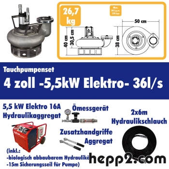 Set inkl. Tauchpumpe 4 zoll inkl. 5,5 kW Elektro -16A(Pumpleistung ca.:36l/s) (H0403-Paket-SW4NPT-5,5 kW Elektro)-TOP